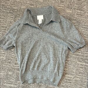 H&M Wool Blend Gray Knit Top with Collar